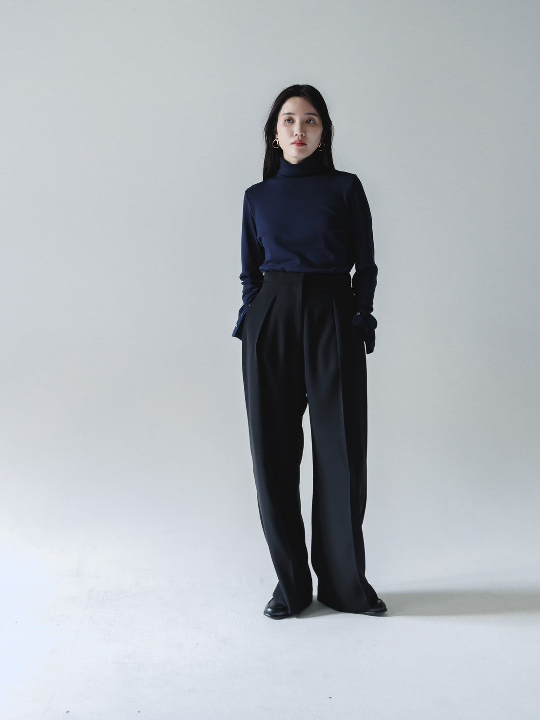 【Order】high neck button cut and sew