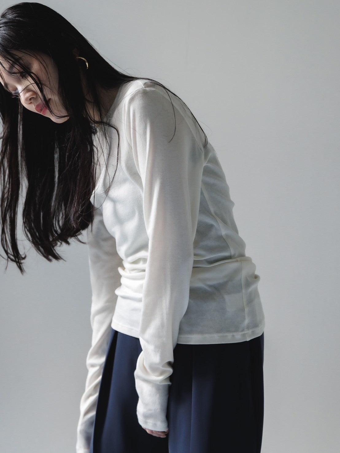【Order】crew neck button cut and sew