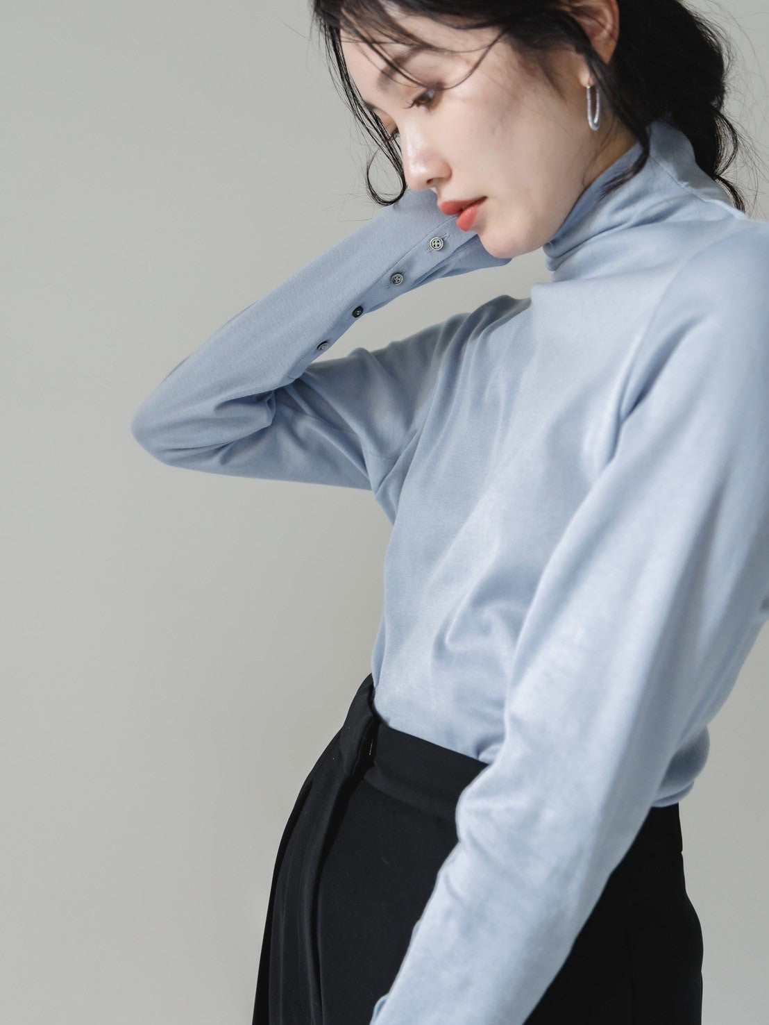 【Order】high neck button cut and sew