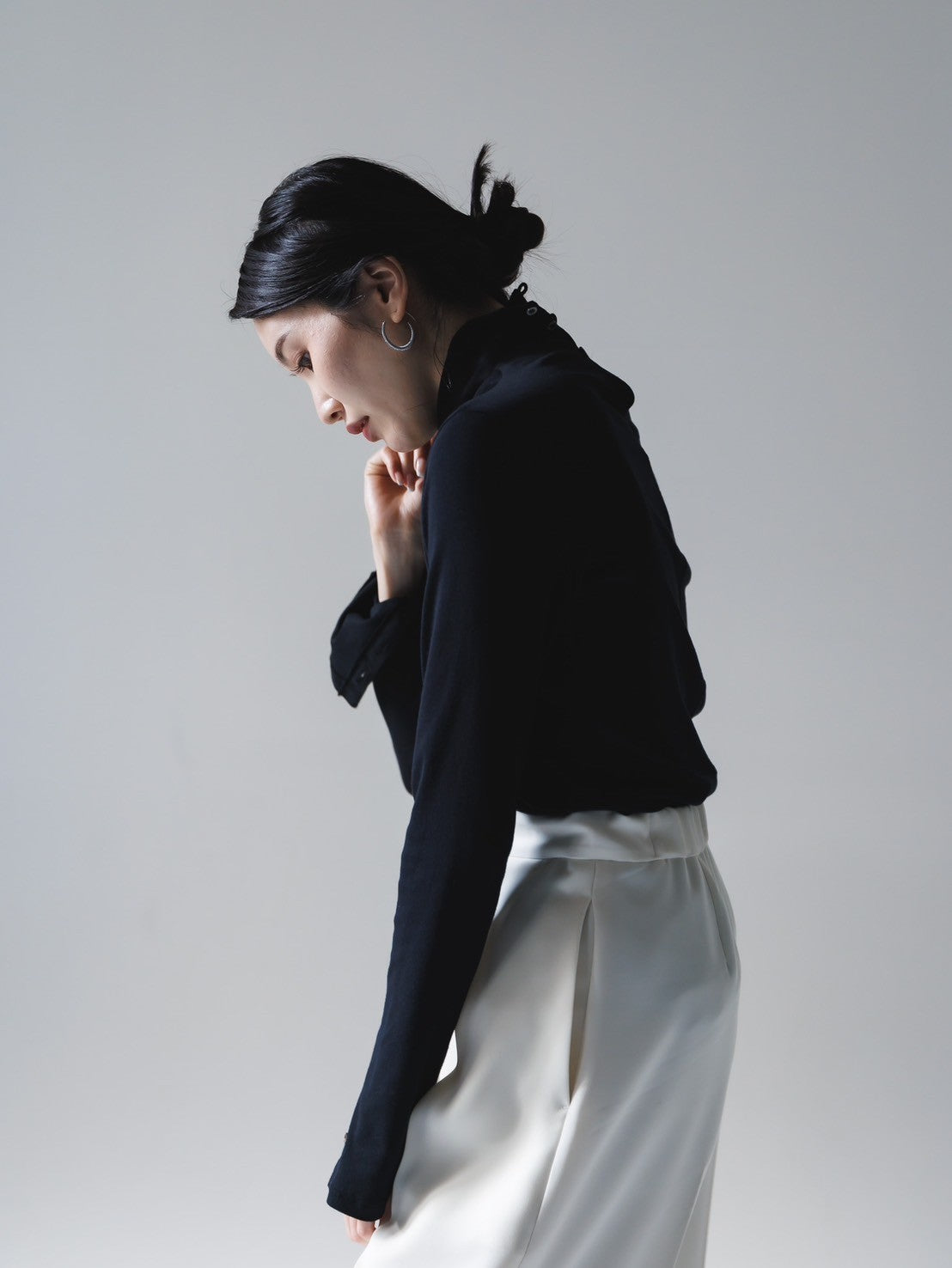 【Order】high neck button cut and sew