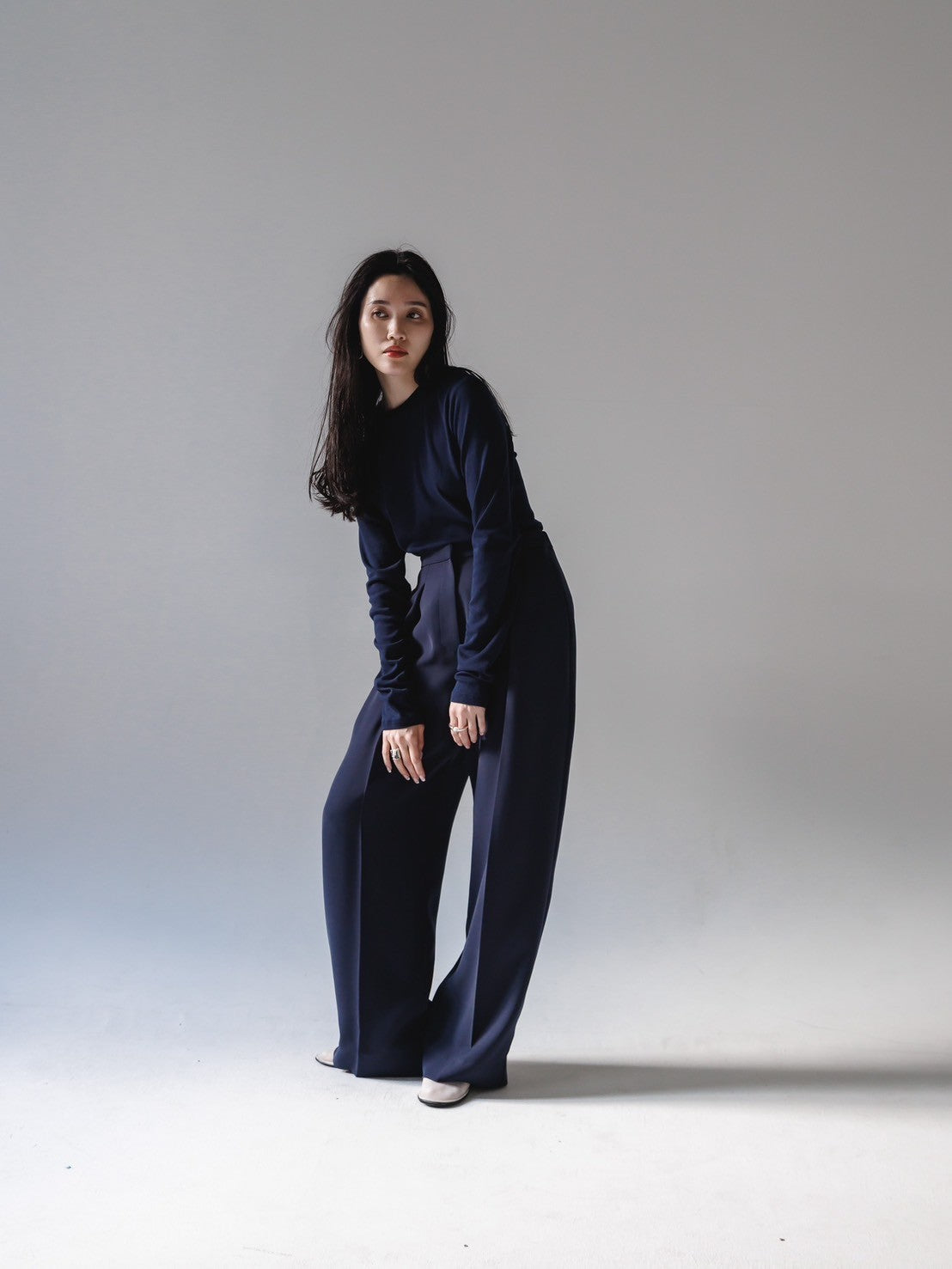 【Order】crew neck button cut and sew