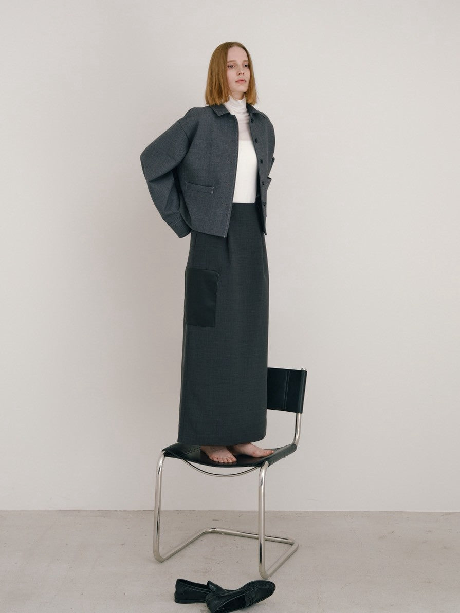 【Pre Order】leather pocket skirt
